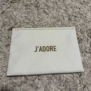 J'ADORE Dior White Pouch with Gold Accents